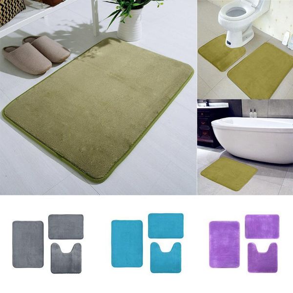 

coral velvet memory cotton mat bathroom absorbent non-slip carpet 3 pcs/set absorbent non-slip carpet in bathroom area rug1