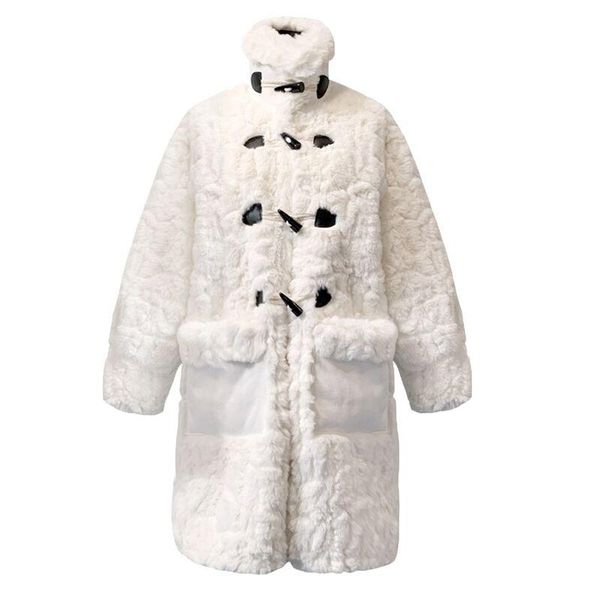 

women's wool & blends sweet woolen lamb fur coat female autumn and winter 2021 imitation velvet long section loose thick lt913s50, Black