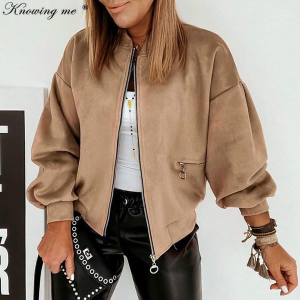 

women windbreaker leisure zipper jacket coat elegant autumn winter letters print bomber jacket lady lantern sleeve outerwear1, Black;brown