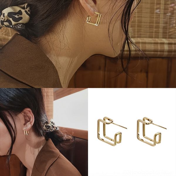 

hsr7 gold mixed color stud earring for crystal earrings women silver circlular statement earrings creative small earrings, Golden