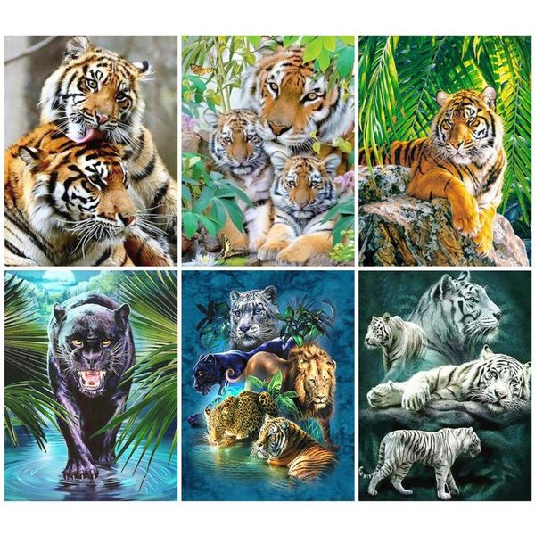 

full drill square diamond painting tiger animal 3d diamond embroidery cross stitch home decoration
