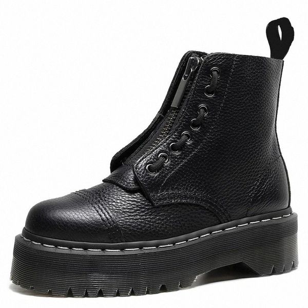 

Size34-41 Chunky Motorcycle Boots For Women Winter 2021 Fashion Round Toe Lace-up Combat Boots Ladies Shoes #Bi4I