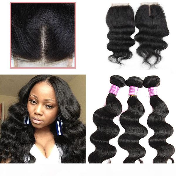 

brazilian virgin hair body wave weaves and 4"x4" lace closure unprocessed body wave remy hair human hair wefts with closure natura, Black;brown