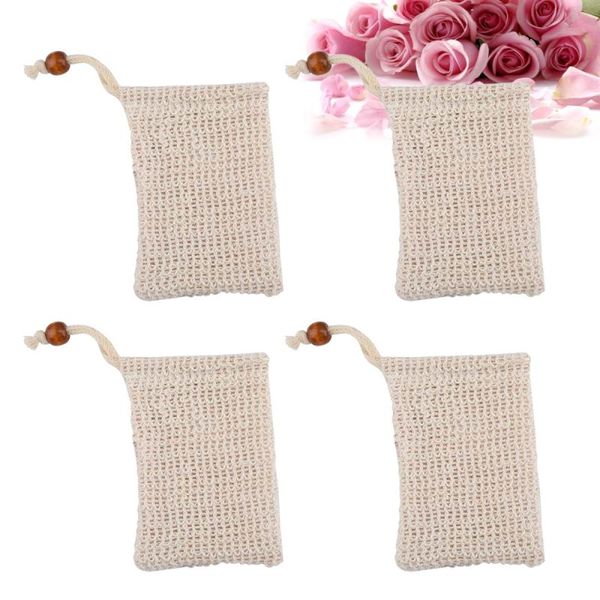 

bath accessory set 4pcs exfoliating mesh soap saver pouch bubble foaming net bags