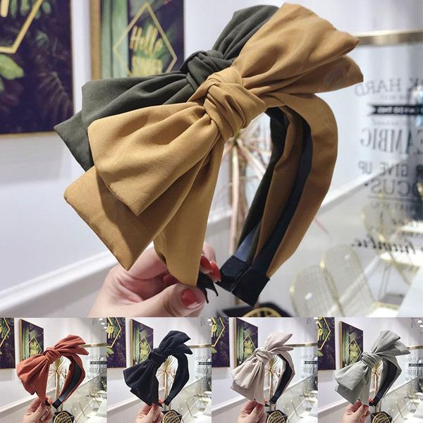 

сплошной цвет большой бабочка зубчатая повязка на голову растягивающие тюрбан женщины нескользящие головы обруч лук завязанные волосы женски