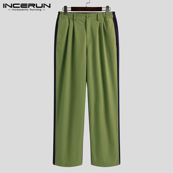 

men casual pants patchwork joggers button vintage straight trousers streetwear pockets leisure pantalones hombre incerun s-3xl, Black