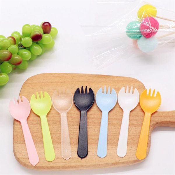 

portable disposable fruit thickened plastic dessert fork spoon party cake salad vegetable kitchen accessories tableware dhd2512