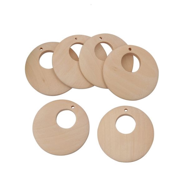 

big 50pcs unfinished natural wood ring pendants earring hole charms findings