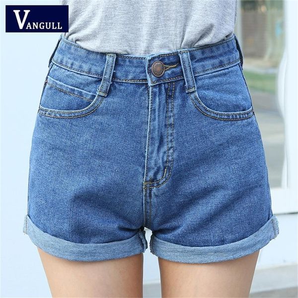 Alto cintura denim shorts tamanho xl jeans curtos femininos para mulheres verão senhoras shorts quentes sólidos crimping denim shorts lj200818
