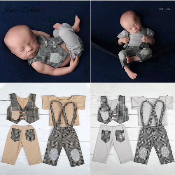 

jane z ann baby boy 2pcs plaid suit newborn vest pants gentleman dress studio shooting pgraphy props twins outfits1, Yellow