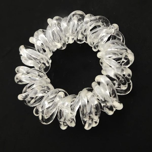 

оптовая 5 шт. 3,5 см прозрачные плетеные полосы волос упругие резиновые телефонные проволочные галстуки пластиковые веревочные аксессуар wmt, Silver