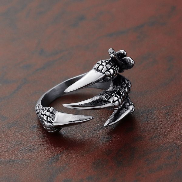 

dragon ring finger titanium steel dragon claw ring sharp claw handwear animal opening referring to ring punk accessories, Golden;silver