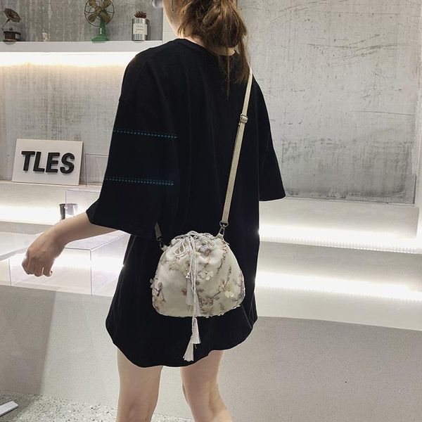 

women bag canvas messenger bag chinese style crossbody antique style shoulder girls tassel female