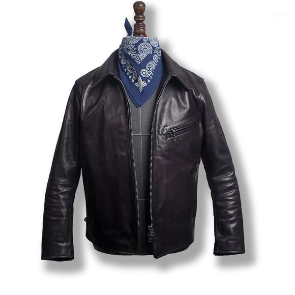 

p2 read description asian small size super quality genuine horse leather jacket slim classic horsehide leather rider jacket1, Black