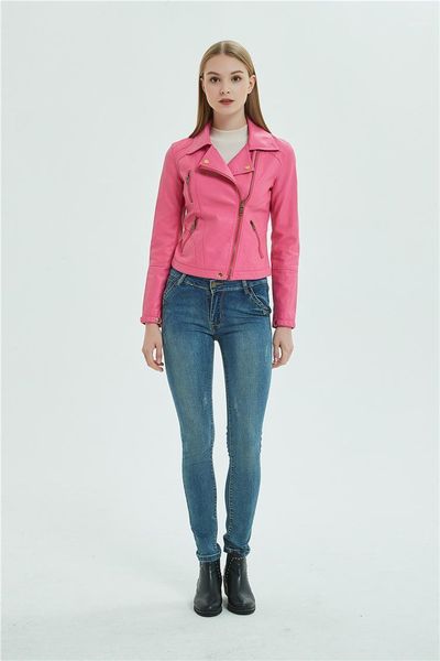 

j273-spring and autumn leather women's short fit pu lapel fashion small leather locomotive jacket korean short coat1, Black;brown