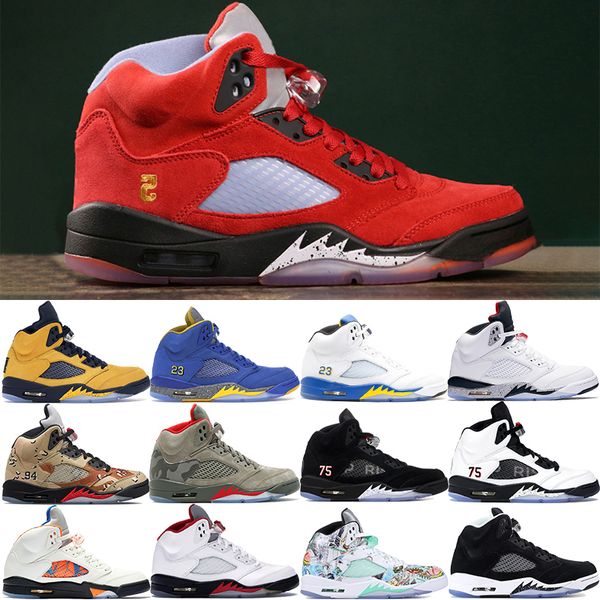 

jumpman 5 5s men basketball shoes trophy room university red ice blue oreo white cement wings mens sneakers trainers us 13f