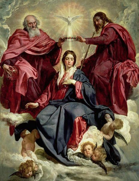 

catholic glossy painting the coronation of mary wall decor oil painting on canvas large wall art canvas pictures 210207