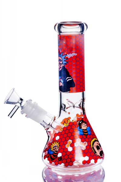 Red Impresso Beaker Base Vidro Bongo Recycler Dab Rig com Inline Slitted Diffuser Glass Bong Frete Grátis