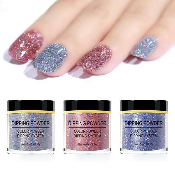 

dip nail powder set nail art dipping nails powder glitter nude matte holo dust, Silver;gold