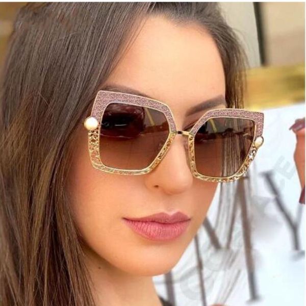 

sunglasses metal fashion pearl hollow gorgeous women color craft tide personality elegant wild high quality, White;black