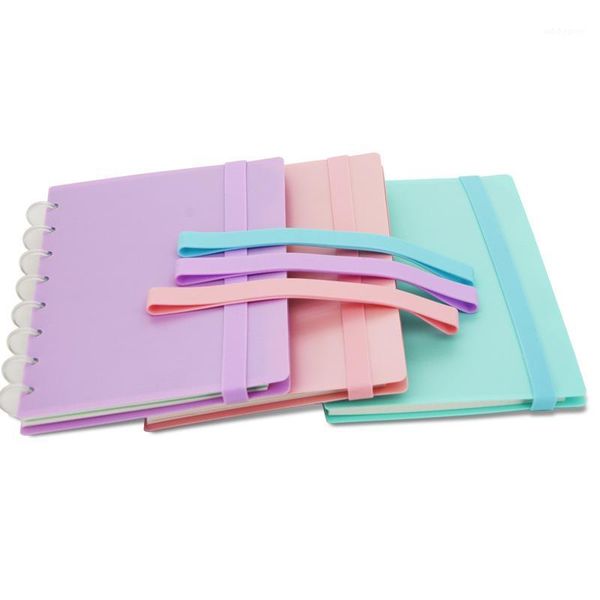 

notepads fromthenon candy color a5 notebook elastic band planner multifunctional silicone strap portable and easy to use office supplies1, Purple;pink