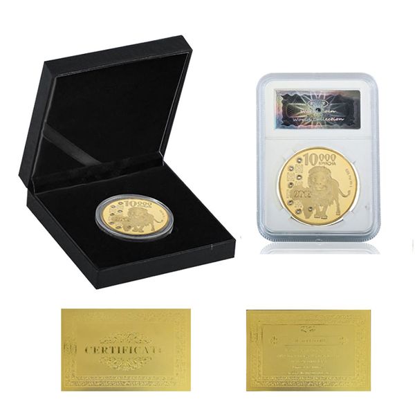 

rh gold plated mosaic african wildlife zambia lion commemorative coin challenge coins collectibles for business gifts f wmtjej