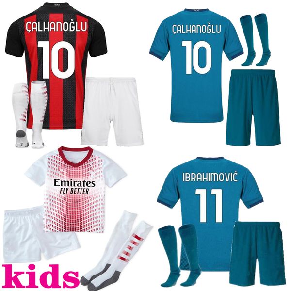 

kids kit 2020 2021 football kits ibrahimovic milan soccer jersey 20 21 piatek paqueta theo rebic football shirt kids footbal kits, Black