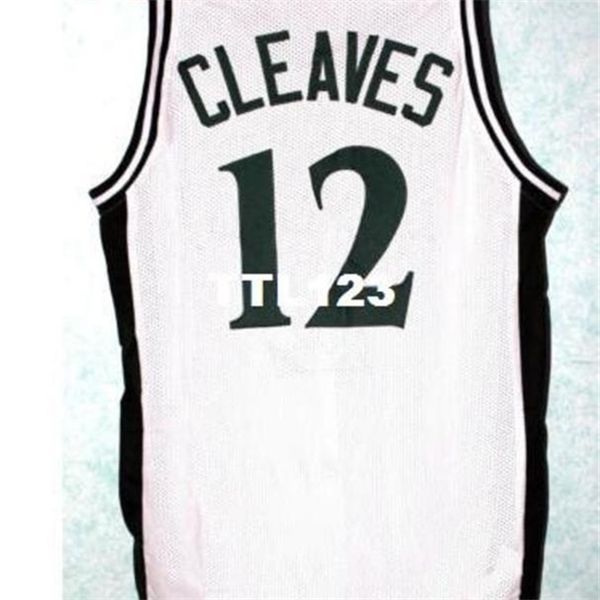 

men mateen cleaves #12 michigan state high school full embroidery college jersey size s-4xl or custom any name or number college jersey, Black
