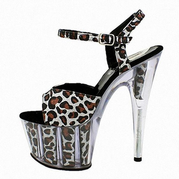

mclubgirl 15cm heels shinning stage non slip open toe performance women's shoes noble temperament leopard crystal shoes lyp1, Black