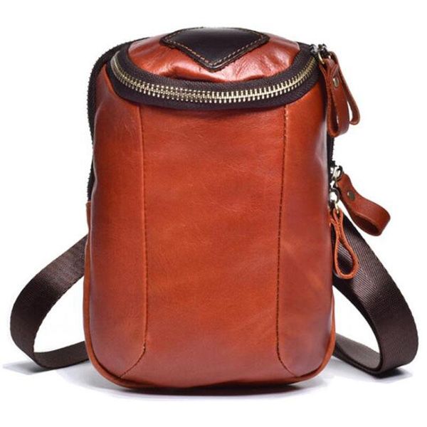 

genuine leather men's hook belt fanny waist bag crossbody retro cell mobile phone case messenger shoulder bag leather men pack