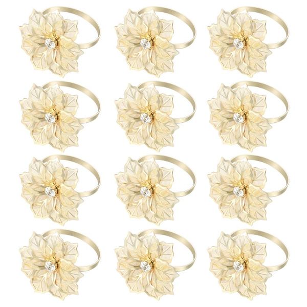 

napkin rings yeahibaby 12pcs exquisite high-end el restaurant dedicated flower design ring mouth cloth (golden)