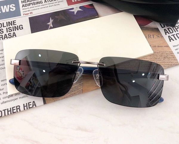 

men rimless sunglasses blue silver brush frame green lens sun glasses fashion sunglasses uv400 protection with box, White;black