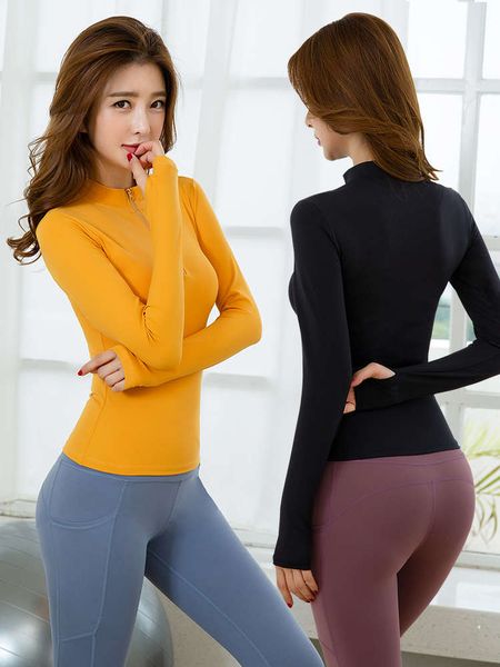 

yoga women's suit fitness professional fashion autumn and winter fast dry clothes long sleeve running tight show thin net red, Gray