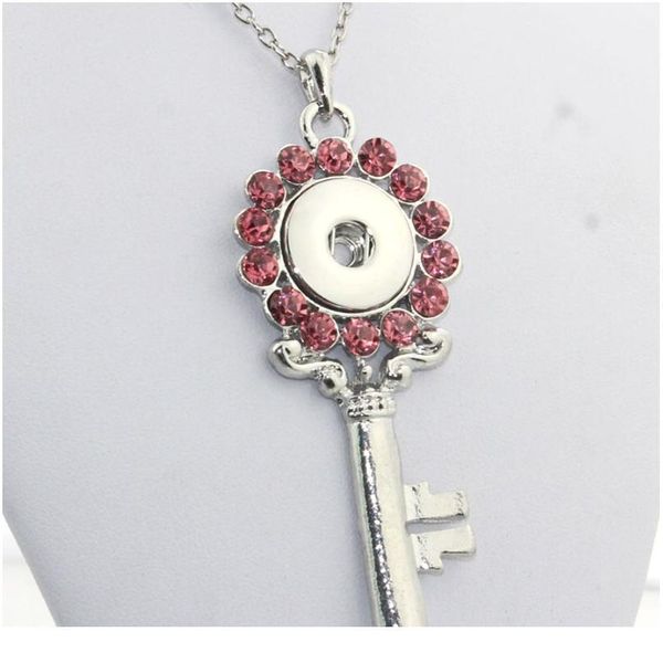 

2016 crystal key necklace collares snap button jewelry antique pendant (fit 18mm snaps) watches women one directio bbyrrc, Silver