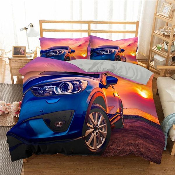 

3d racing car duvet cover set cartoon bedding set for adults teens bedcloth 2/3pcs  king twin size bed1