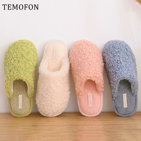 

temofon 5 colors home furry slippers women winter indoor house sleepers shoes women cute warm plush fur slippers female hvt1514 x1020, Black