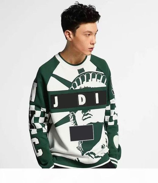 

men women hoodies with statue of liberty print autumn winter o-neck sweatshirt fashion streetwear with multi-color print s-3xl, Black