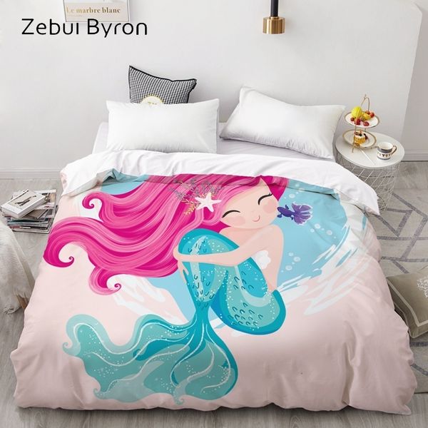 Copripiumino per bambini con stampa HD, trapunta/trapunta/coperta personalizzata, biancheria da letto a forma di sirena dei cartoni animati per bambini/neonati/bambini/ragazzo/ragazza LJ201015