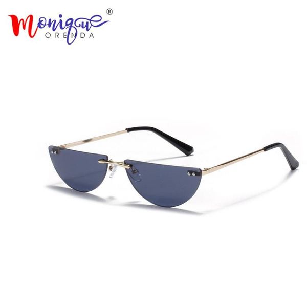 

sunglasses luxury fashion semicircle women rimless vintage metal sun glasses for mirror eyewear uv400 k017, White;black