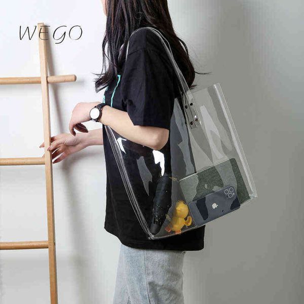 

shopping bags summer transparent pvc shoulder jelly girl cute handbag women 220303