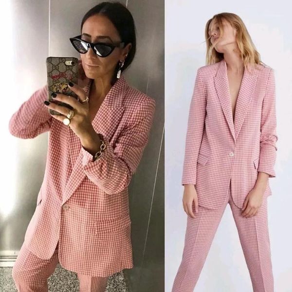 

withered fashion blogger pink plaid oversize blazer feminino blazer women mujer 2019 women blazers and jackets plus size1, White;black