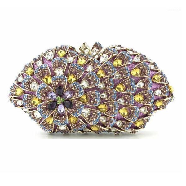 

xiyuan new arrival purple/yellow rhinestone evening purse women party handbags luxury crystal wedding prom small phone case1
