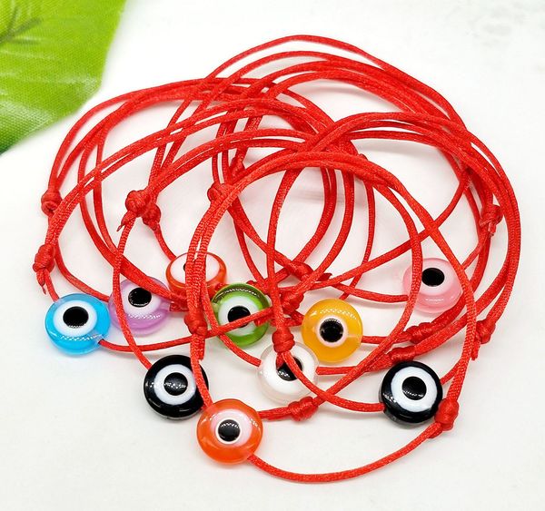 

100pcs/lot mixed lucky hamsa string evil eye red cord adjustable bracelet diy jewelry