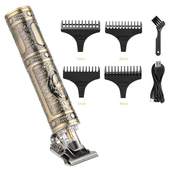 

built-in battery 1200mah hair trimmers dragon buddha usb charging carved 0mm electric hair clippers salon razors