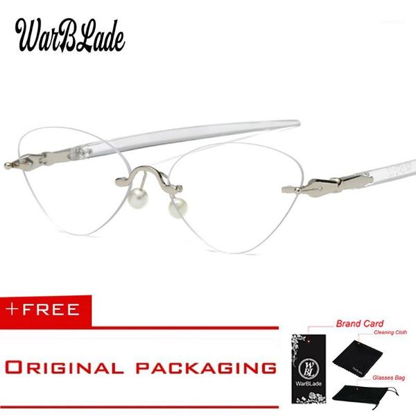 

titanium eyeglasses vintage rimless cat eye clear lens glass transparent eye glasses frames for women optical spectacles eyewear1, Silver