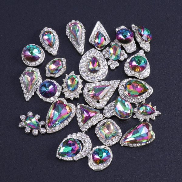 

24pcs nail art decorations colored shining rhinestone alloy diy distinctive nail art work, Silver;gold