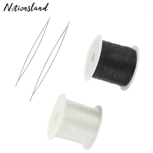 

80m 0.2mm transparent crystal line beading thread with big eye beading needles for diy necklace bracelet jewelry making tool1, Black
