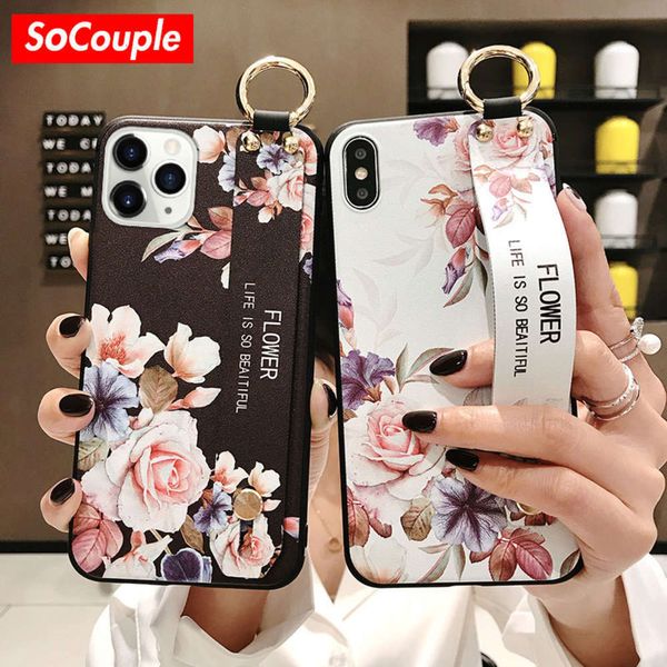 

socouple-iphone flower cover, soft tpu belt cover for vip se 8 7 plus x xr 11 12 pro max4fre