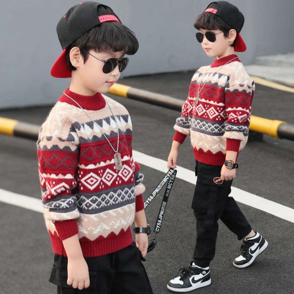 

and children's autumn 2020 new boys' winter wear wtern sle thickened sweater, Blue