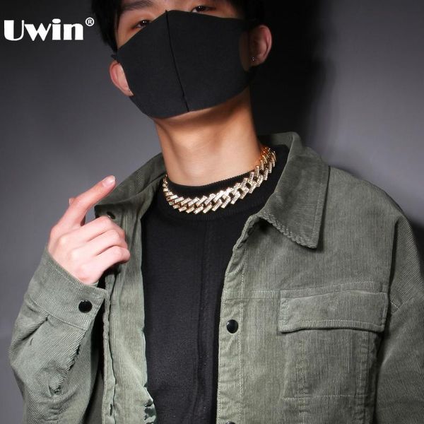 

uwin hip hop jewelry 20mm baguette prong set cuban necklace iced out chain hiphop fashion luxury bling white gold chain for gift, Silver